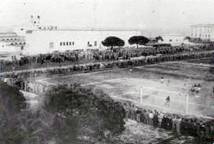 Visione dall’alto del campo di calcio alle Navi, fine anni ’40