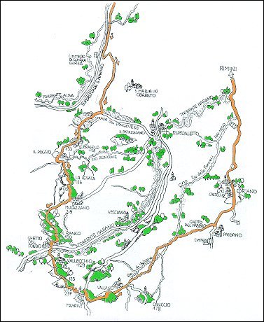 Percorso per ciclisti Rimini - Cerasolo - Mulazzano - Coriano - Rimini