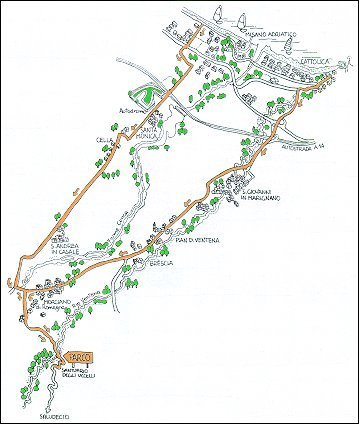 Itinerario ciclistico Cattolica - Pian Ventena - Morciano - S. Andrea - Misano